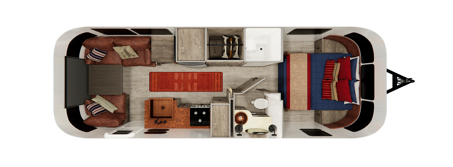 AIrstream Stetson + 6666 Travel Trailer 27FB Queen Floor Plan