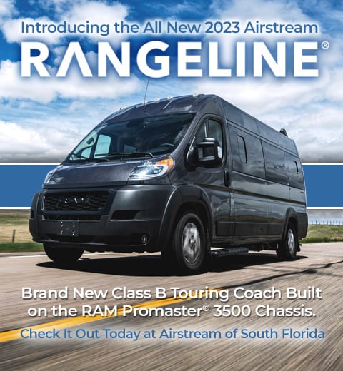 Introducing the All-New 2023 Airstream Rangeline. Brand New Class B Touring Coach Built on the RAM Promaster 3500 Chassis.